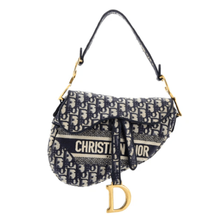 Saddle Handbag Logo Embroidered Oblique Canvas